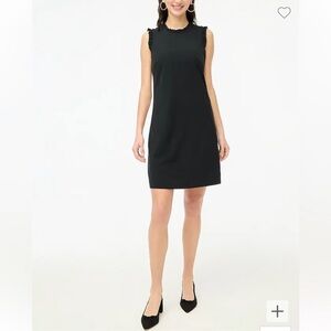 J Crew Ruffle Neck Suiting Dress Black 4 NWT